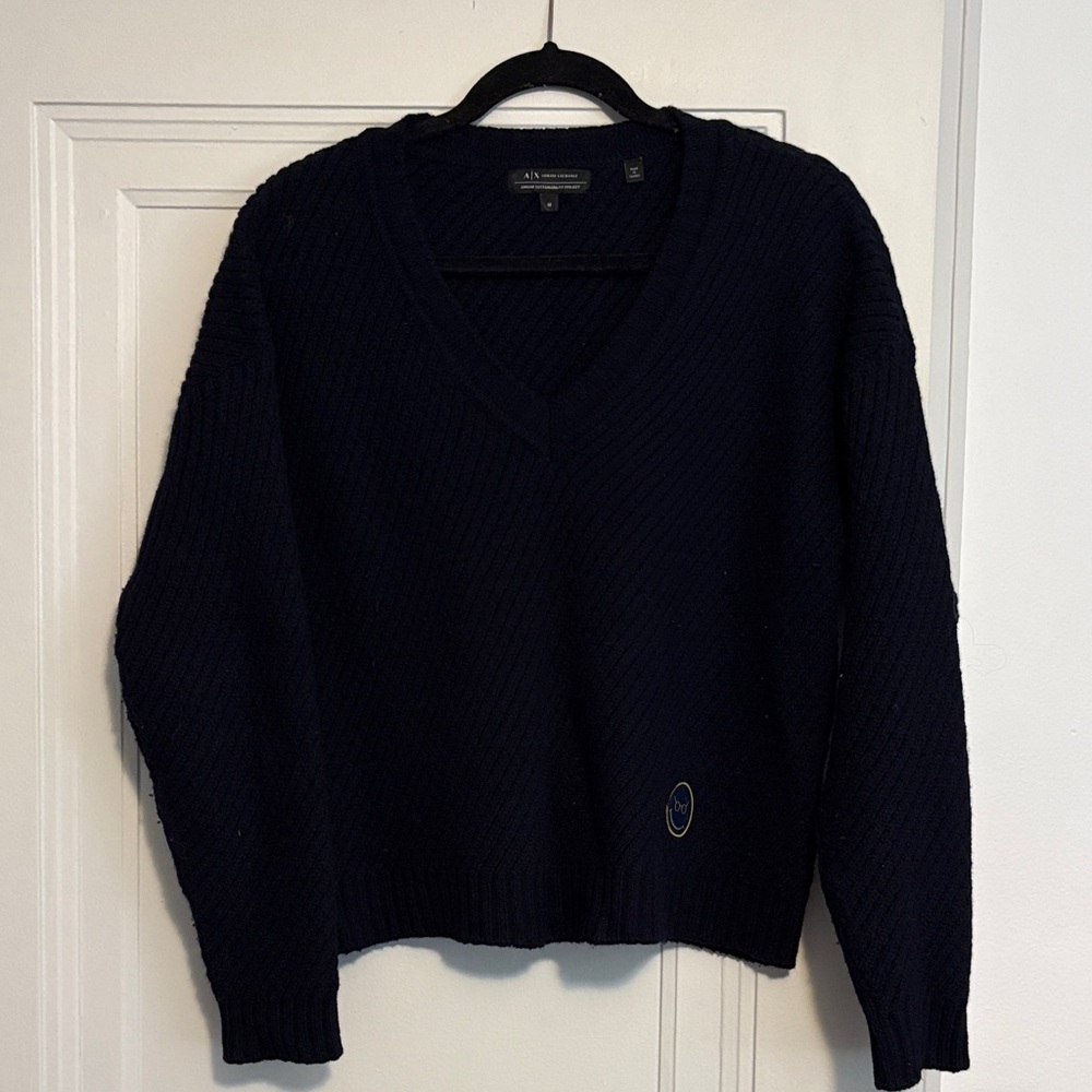A/X Armani Exchange Navy V-Neck Sweater